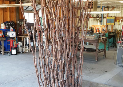 Firestick, a site-specific, nature inspired, colorful contemporary sculpture, under way - Kevin Caron
