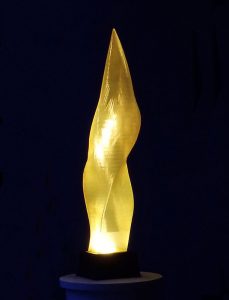 Solar Flare, a lighted large format 3D printed fine art sculpture - Kevin Caron