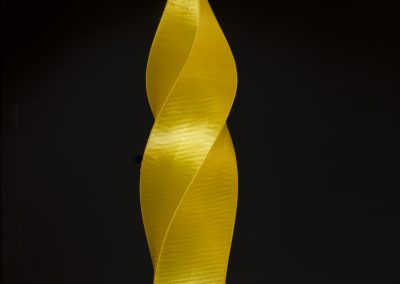 Detail of Lemon Pisa, a yellow 3D printed, lighted fine art sculpture - Kevin Caron