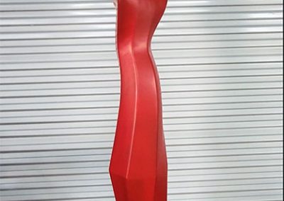 Trigon, a violet red contemporary art sculpture - Kevin Caron