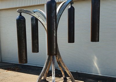 5 bell outdoor windchime sound sculpture VIne under way - Kevin Caron
